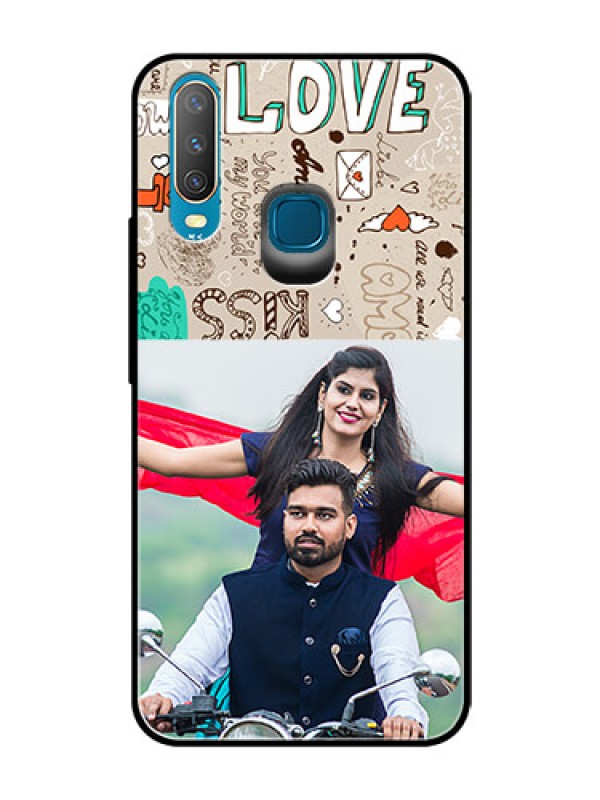 Custom Vivo Y17 Custom Glass Phone Case  - Love Doodle Pattern 