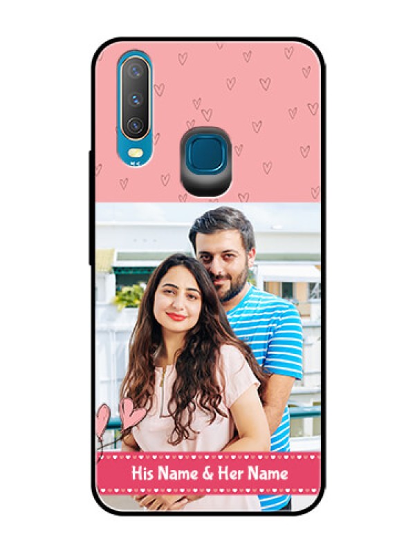 Custom Vivo Y17 Personalized Glass Phone Case  - Love Design Peach Color