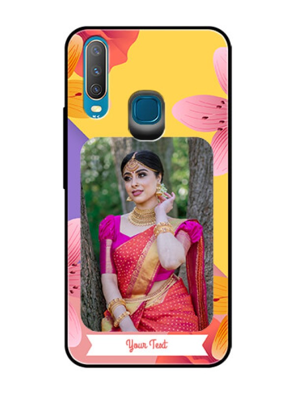 Custom Vivo Y17 Custom Glass Mobile Case  - 3 Image With Vintage Floral Design