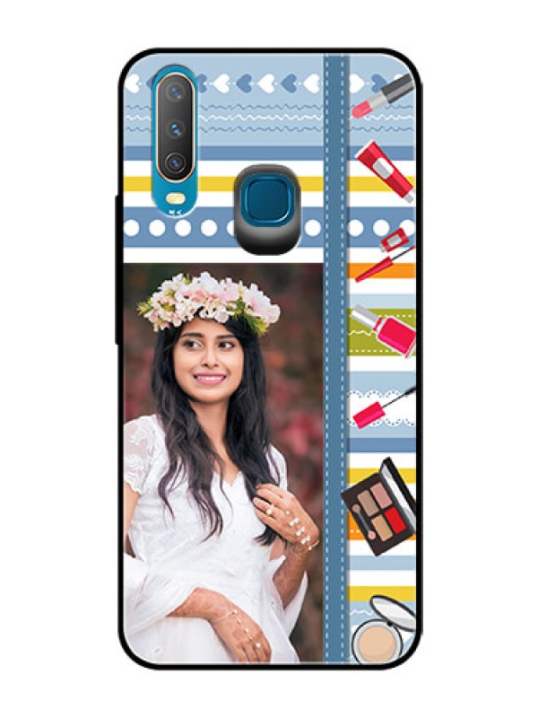 Custom Vivo Y17 Personalized Glass Phone Case  - Makeup Icons Design