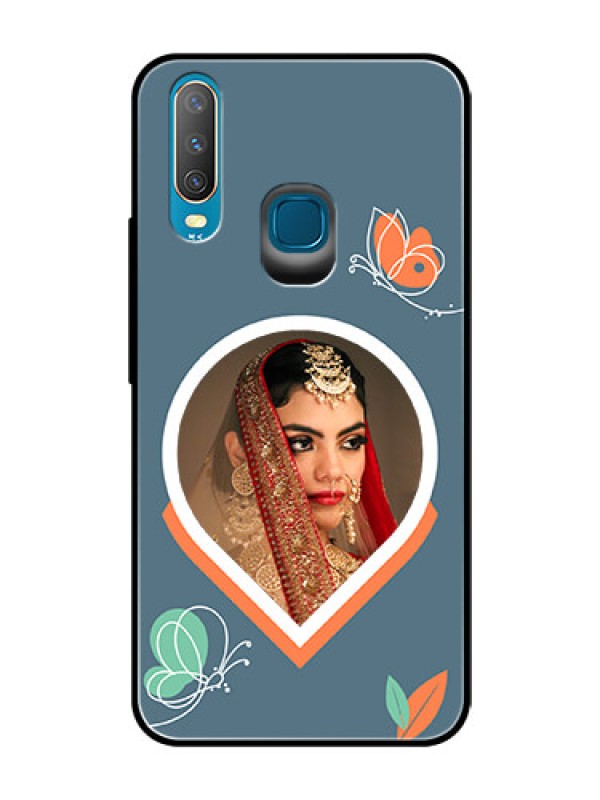 Custom Vivo Y17 Custom Glass Mobile Case - Droplet Butterflies Design