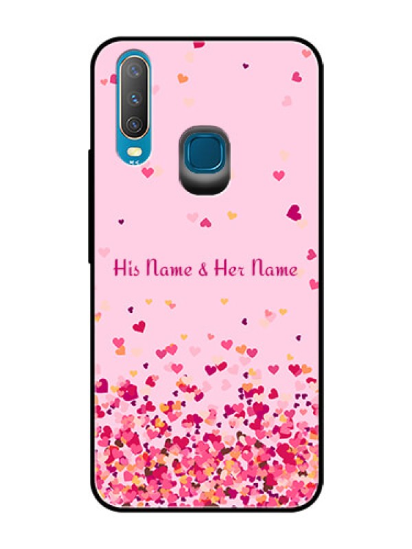 Custom Vivo Y17 Photo Printing on Glass Case - Floating Hearts Design