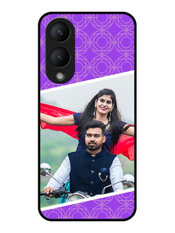 Custom Vivo Y17s Custom Glass Phone Case - Violet Color Pattern Design