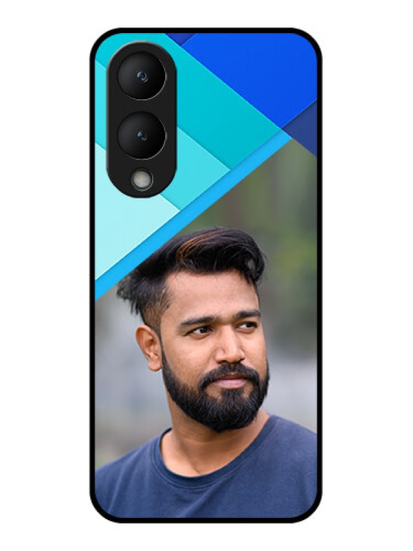 Custom Vivo Y17s Custom Glass Phone Case - Blue Pattern Design