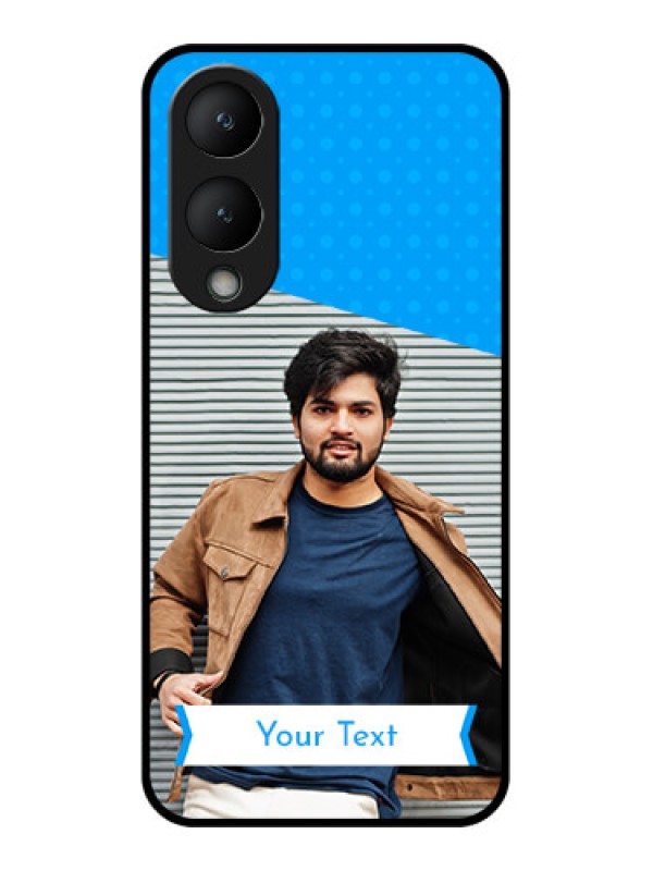 Custom Vivo Y17s Custom Glass Phone Case - Simple Blue Color Design
