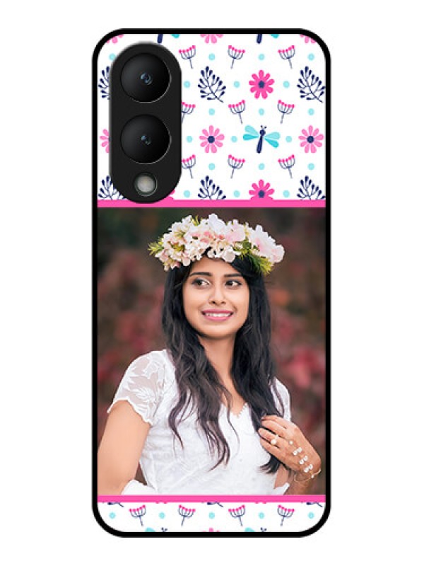 Custom Vivo Y17s Custom Glass Phone Case - Colorful Flower Design