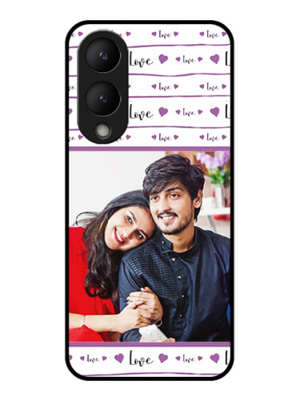 Custom Vivo Y17s Custom Glass Phone Case - Couples Heart Design