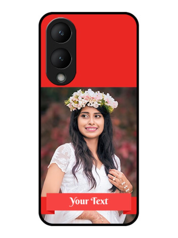 Custom Vivo Y17s Custom Glass Phone Case - Simple Red Color Design