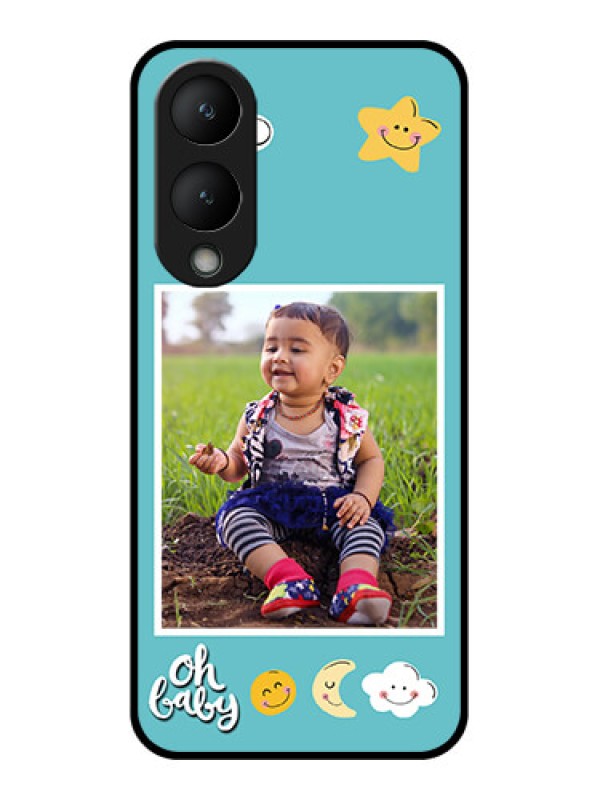 Custom Vivo Y17s Custom Glass Phone Case - Smiley Kids Stars Design