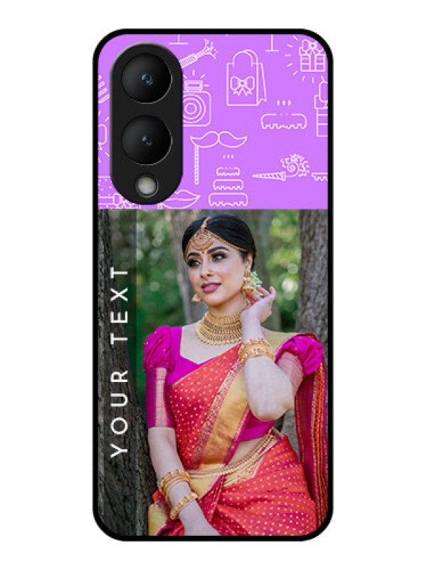 Custom Vivo Y17s Custom Glass Phone Case - Birthday Icons Design