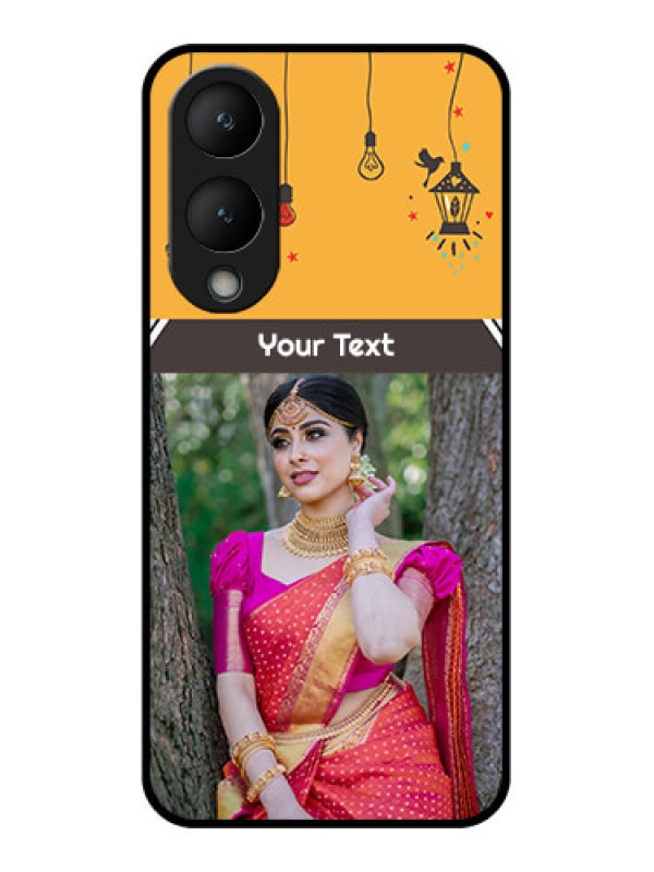 Custom Vivo Y17s Custom Glass Phone Case - With Family Picture And Icons