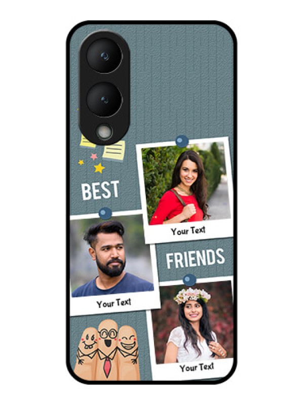 Custom Vivo Y17s Custom Glass Phone Case - Sticky Frames And Friendship Design