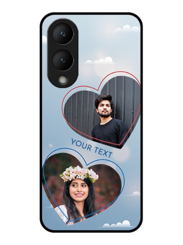 Custom Vivo Y17s Custom Glass Phone Case - Blue Color Couple Design