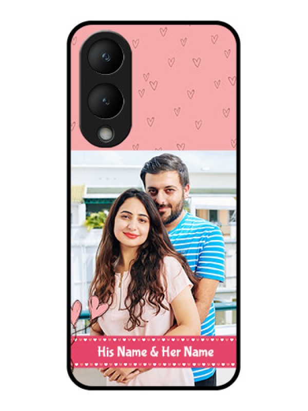 Custom Vivo Y17s Custom Glass Phone Case - Love Design Peach Color