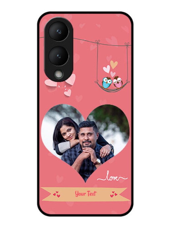 Custom Vivo Y17s Custom Glass Phone Case - Peach Color Love Design
