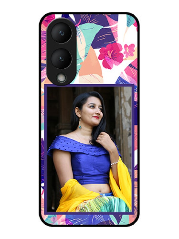 Custom Vivo Y17s Custom Glass Phone Case - Abstract Floral Design