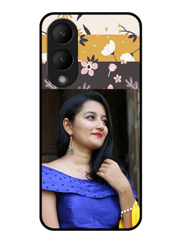Custom Vivo Y17s Custom Glass Phone Case - Stylish Floral Design
