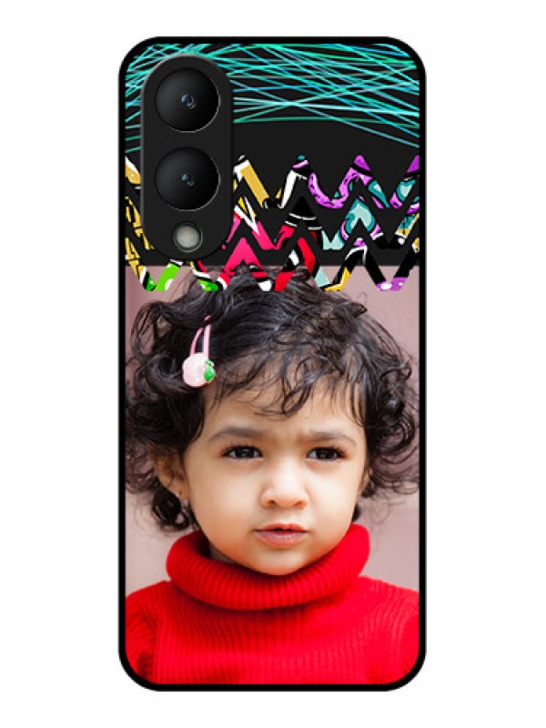 Custom Vivo Y17s Custom Glass Phone Case - Neon Abstract Design