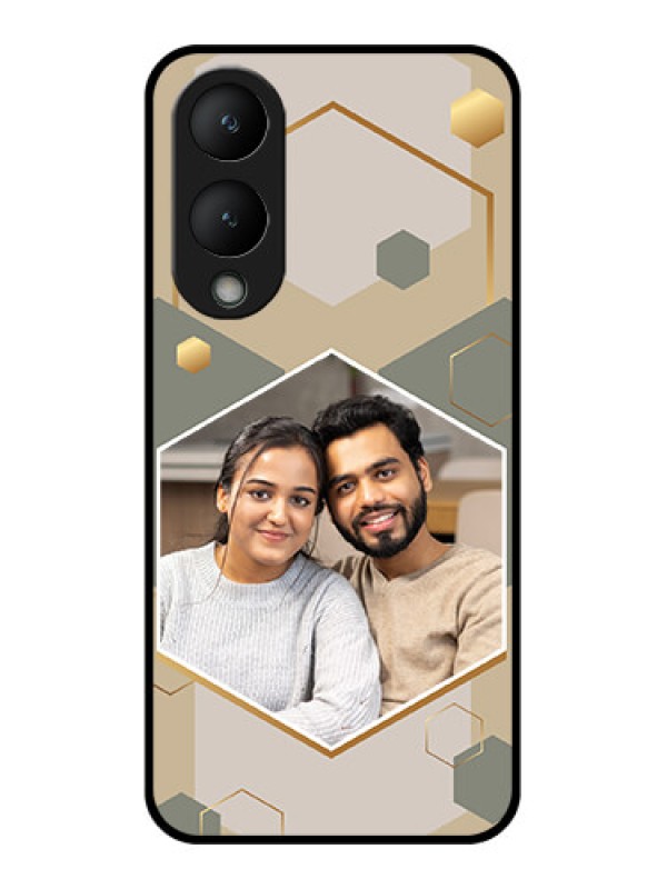 Custom Vivo Y17s Custom Glass Phone Case - Stylish Hexagon Pattern Design