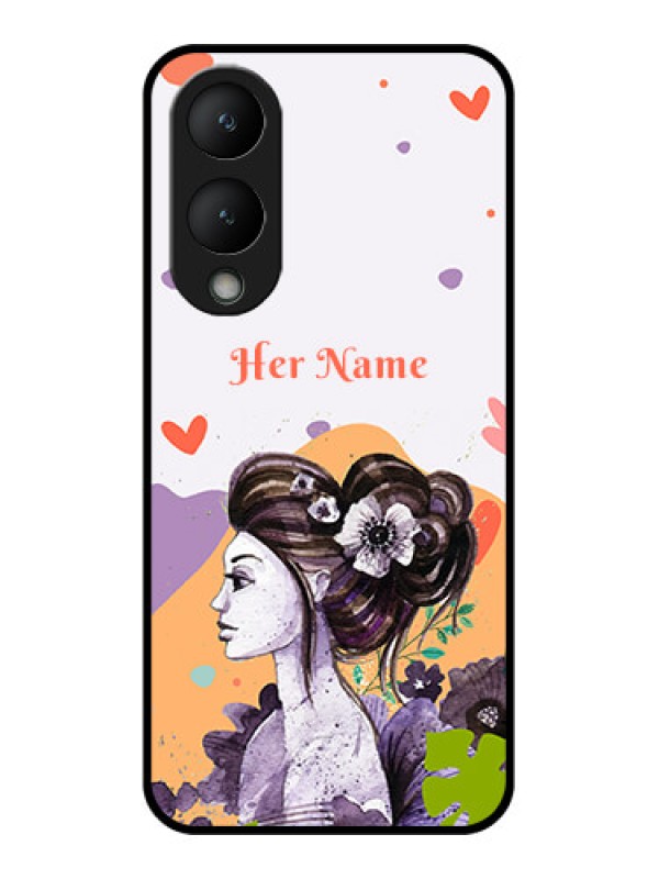 Custom Vivo Y17s Custom Glass Phone Case - Woman And Nature Design