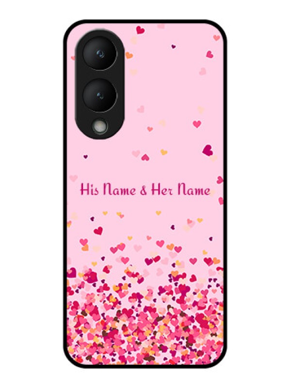 Custom Vivo Y17s Custom Glass Phone Case - Floating Hearts Design