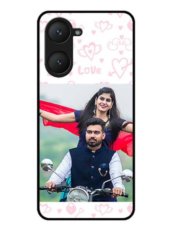 Custom Vivo Y18 Custom Glass Phone CasePink Flying Heart Design