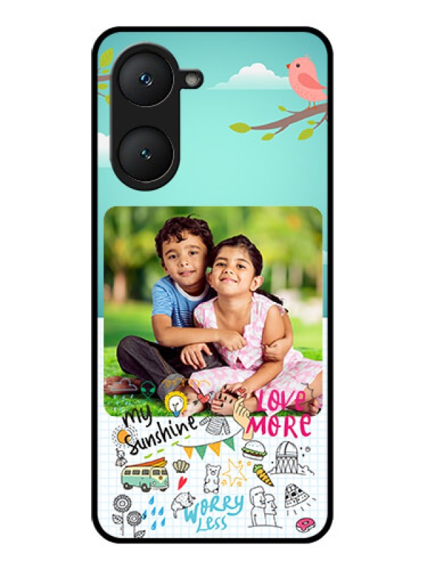 Custom Vivo Y18 Custom Glass Phone CaseDoodle Love Design