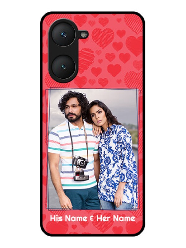 Custom Vivo Y18E Custom Glass Phone CaseWith Red Heart Symbols Design
