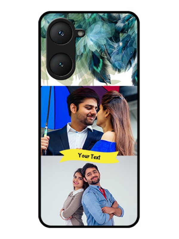 Custom Vivo Y18i Custom Glass Phone Case - Image With Boho Peacock Feather Design
