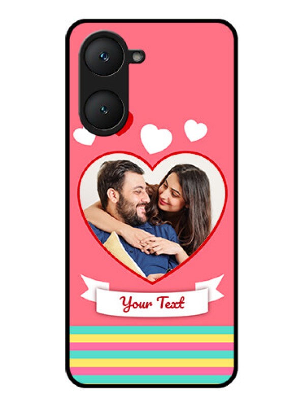 Custom Vivo Y18T Custom Glass Phone Case - Love Shapes Doodle Design