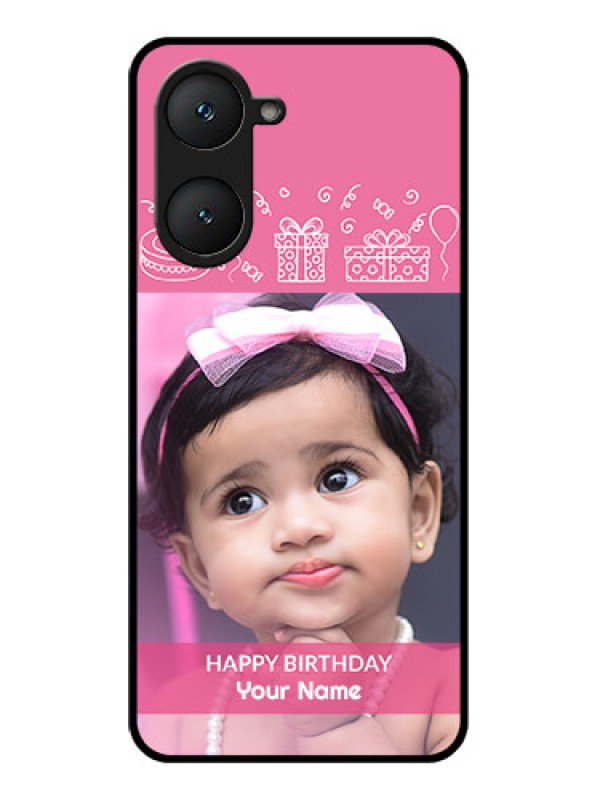 Custom Vivo Y18T Custom Glass Phone Case - With Birthday Line Art Design