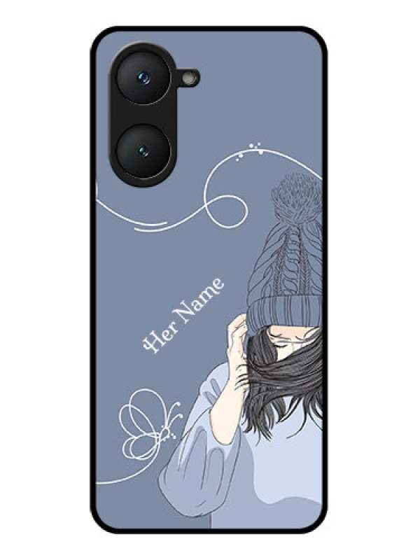 Custom Vivo Y18T Custom Glass Phone Case - Girl In Winter Outfit Design