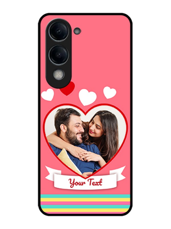 Custom Vivo Y19 5G Custom Glass Phone Case - Love Shapes Doodle Design