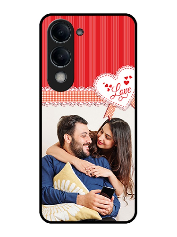 Custom Vivo Y19 5G Custom Glass Phone Case - Red Love Pattern Design