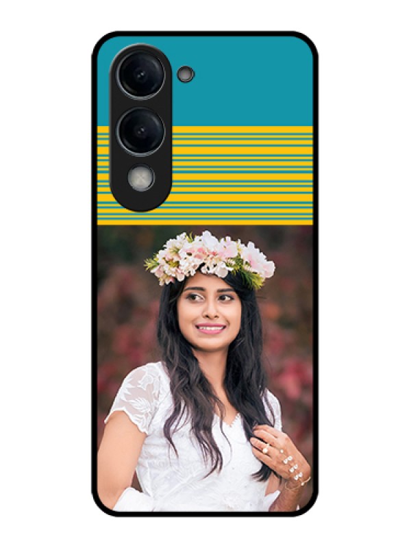Custom Vivo Y19 5G Custom Glass Phone Case - Yellow & Blue Design