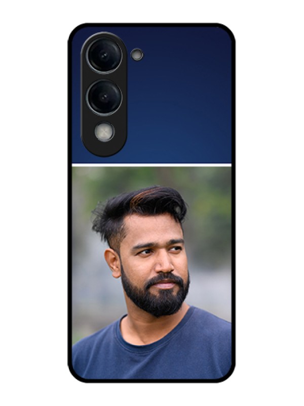 Custom Vivo Y19 5G Custom Glass Phone Case - Simple Royal Blue Design