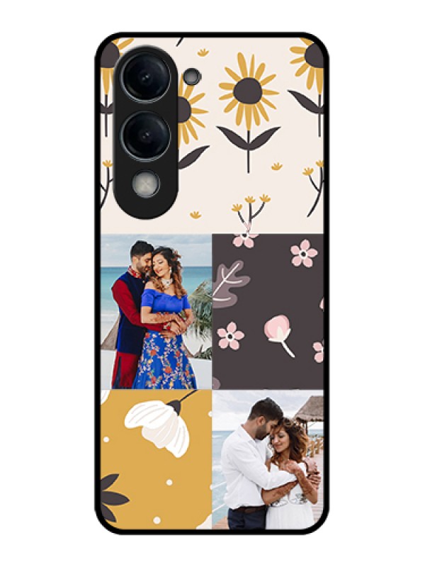 Custom Vivo Y19 5G Custom Glass Phone Case - 3 Images With Floral Design