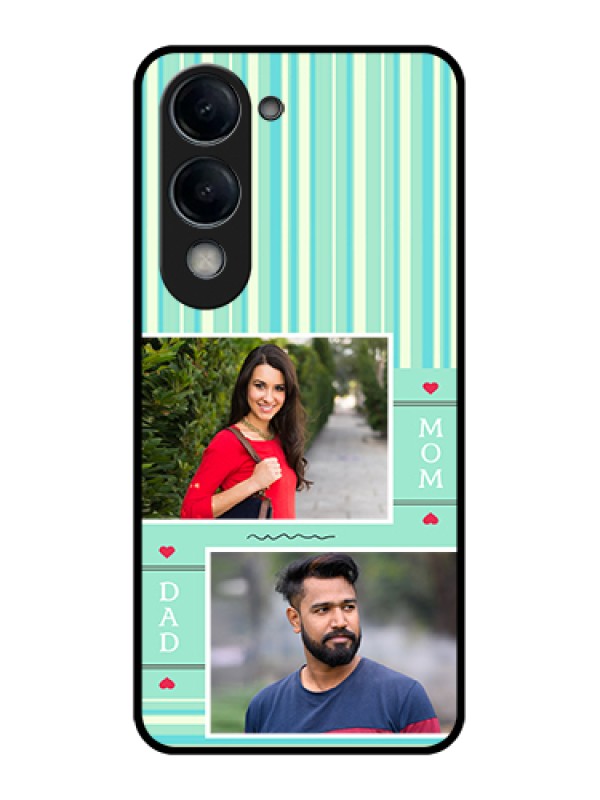Custom Vivo Y19 5G Custom Glass Phone Case - Mom & Dad Pic Design