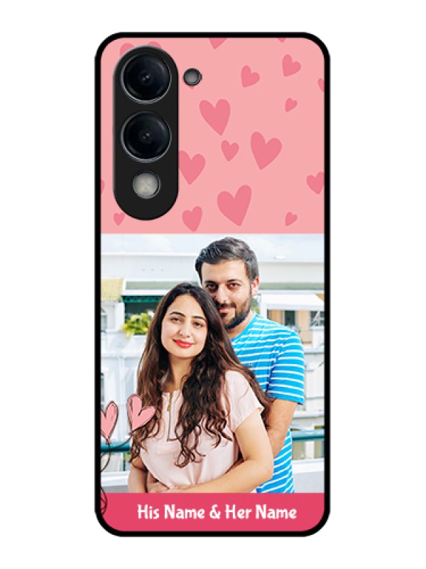 Custom Vivo Y19 5G Custom Glass Phone Case - Love Design Peach Color