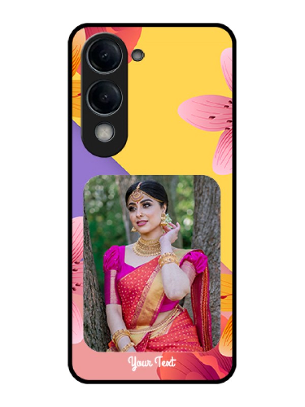 Custom Vivo Y19 5G Custom Glass Phone Case - 3 Image With Vintage Floral Design