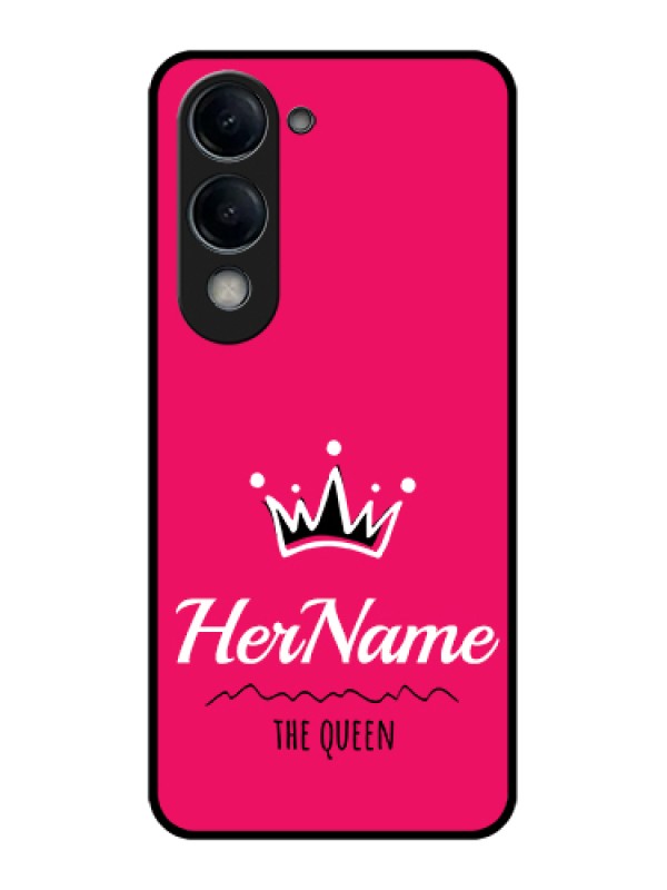 Custom Vivo Y19 5G Custom Glass Phone Case - Queen With Name Design