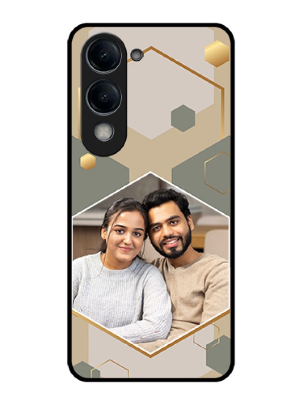 Custom Vivo Y19 5G Custom Glass Phone Case - Stylish Hexagon Pattern Design