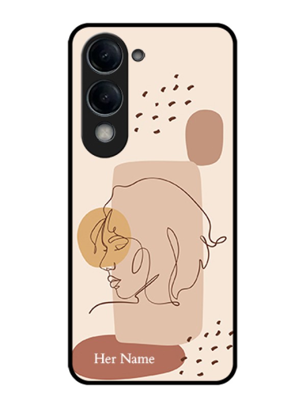 Custom Vivo Y19 5G Custom Glass Phone Case - Calm Woman Line Art Design
