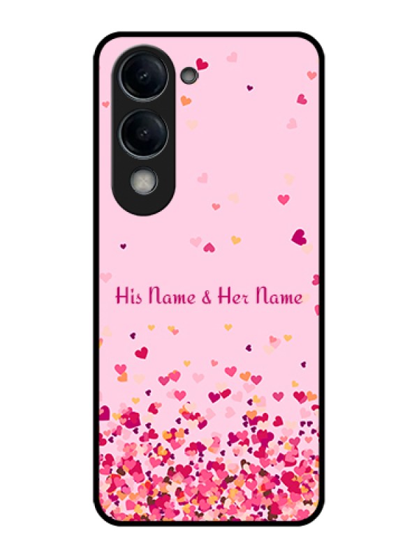 Custom Vivo Y19 5G Custom Glass Phone Case - Floating Hearts Design
