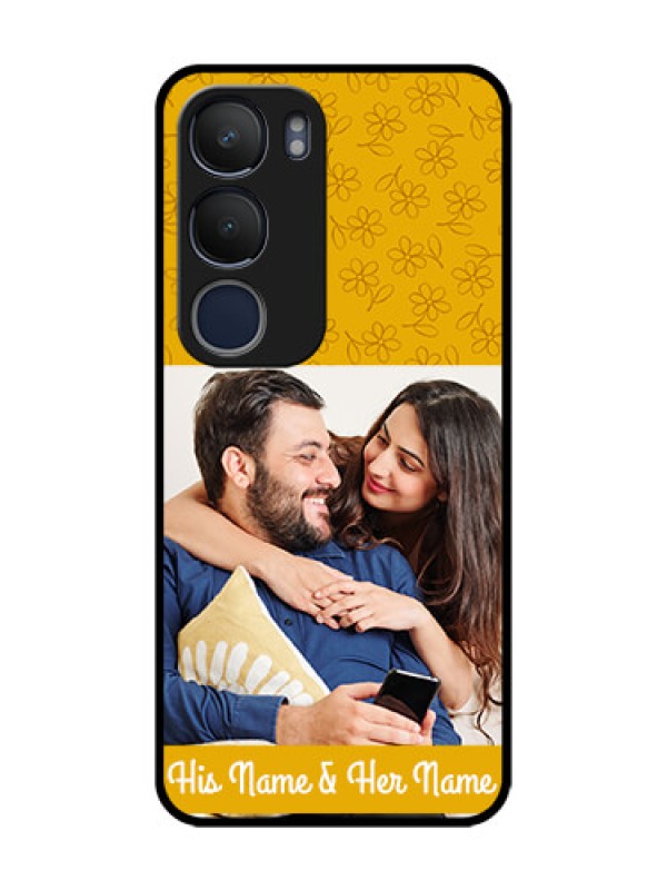 Custom Vivo Y19 Custom Glass Mobile Case  - Yellow Floral Design