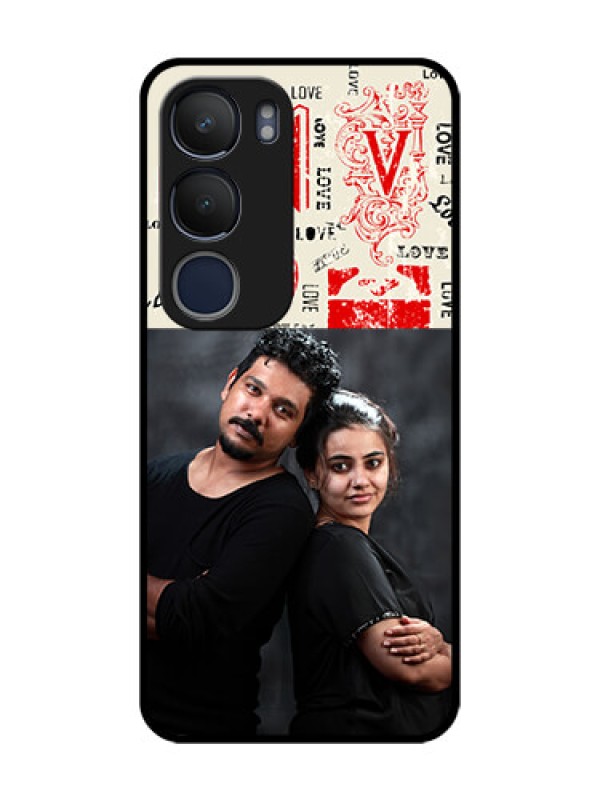 Custom Vivo Y19 Photo Printing on Glass Case  - Trendy Love Design Case