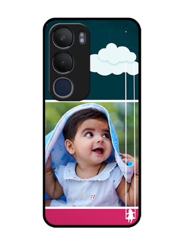 Custom Vivo Y19 Custom Glass Phone Case  - Cute Girl with Cloud Design