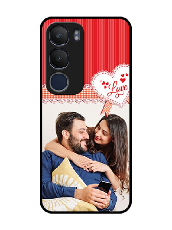 Custom Vivo Y19 Custom Glass Mobile Case  - Red Love Pattern Design