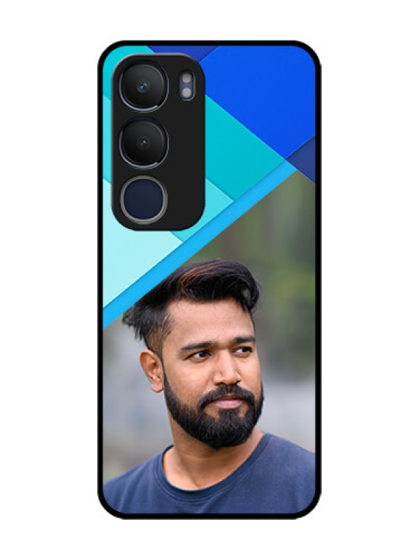 Custom Vivo Y19 Custom Glass Phone Case  - Blue Pattern Design