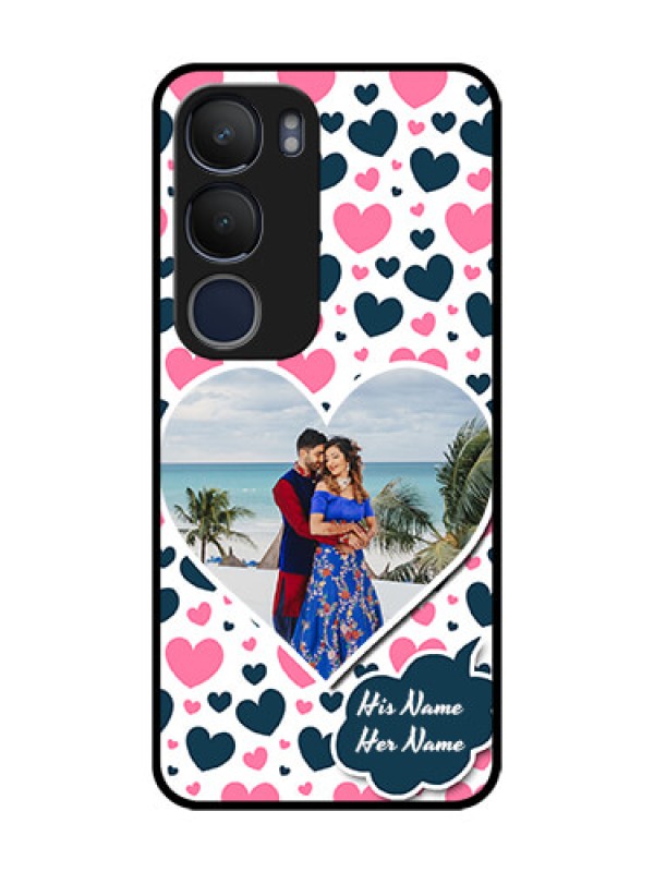 Custom Vivo Y19 Custom Glass Phone Case  - Pink & Blue Heart Design